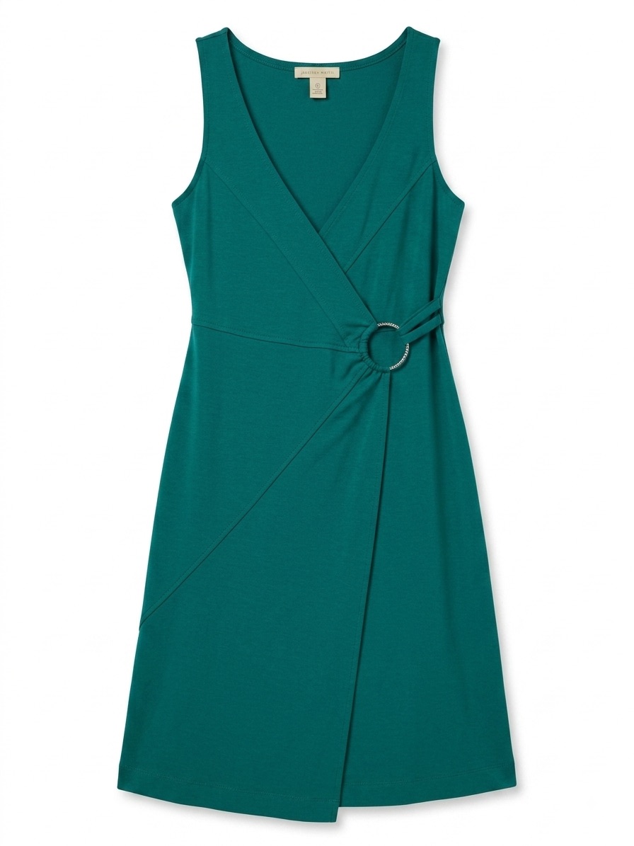 Jonathan Martin Green Faux Wrap O-Ring Knit Dress Size 6